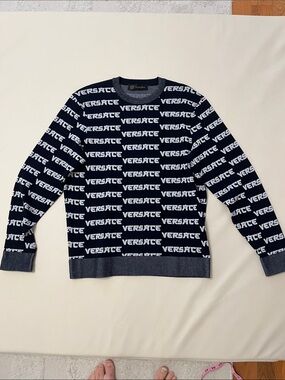 Versace Navy and White Sweatshirt
